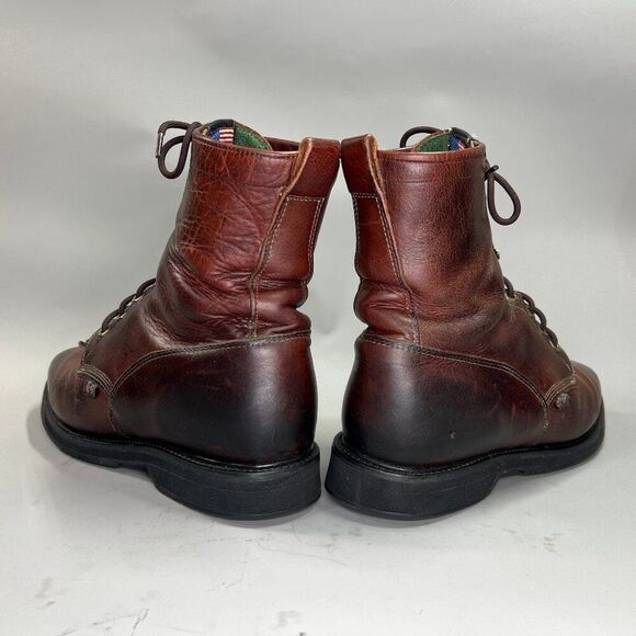 Justin Double Comfort Boots Men's Size 10EEE Briar Pitstop Leather Lace Up USA - Picture 6 of 13